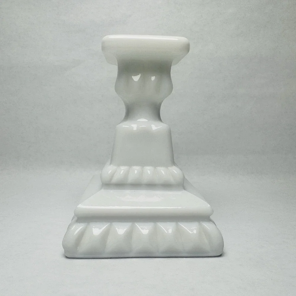 Milk Glass Candlestick Holder Square Pedestal Farmhouse Core French‎ White 4.5
